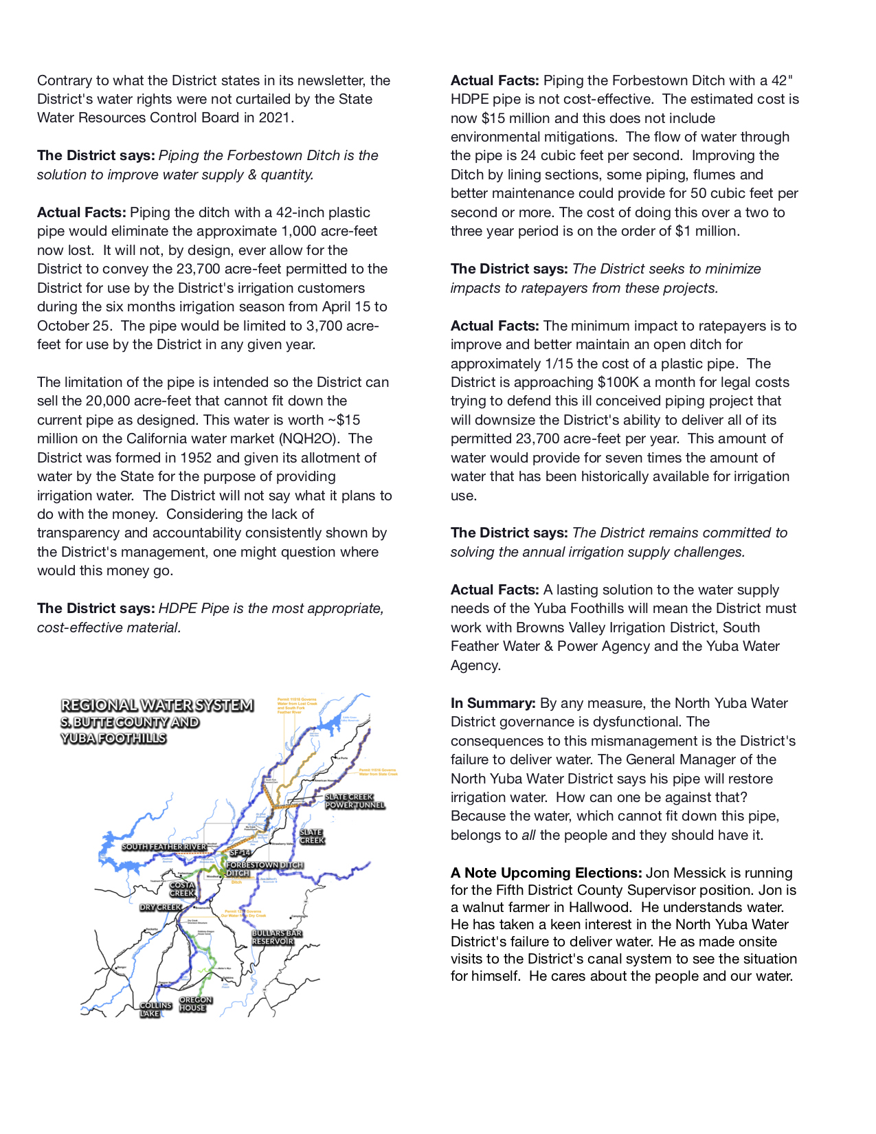 Foothill Water Colalition July 7 2021 Newsletter